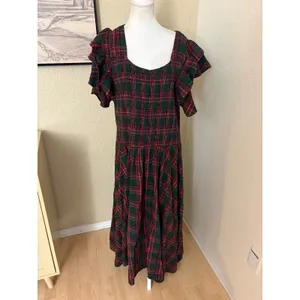 IVY CITY‎ CO Hattie Dress Evergreen Plaid Size 2X thumbnail 2