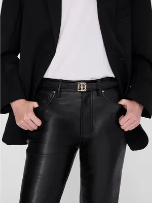 Anine Bing Monogram Leather Belt in Black NWT thumbnail 2