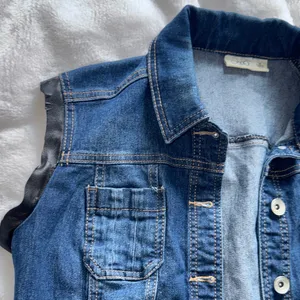 Cato Denim Vest Faux Leather Trim Size M Button Front thumbnail 5
