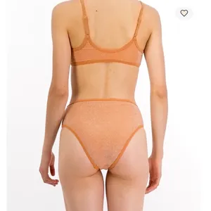 AERIE | Orange Metallic Shine Sparkle 90s High Waisted Cut Cheeky Bikini Set, XL thumbnail 2