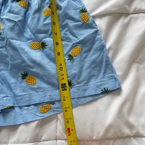 NWT Blue Embroidered Pineapple Fruit Linen Blend Shorts Small Quiet Luxury thumbnail 5