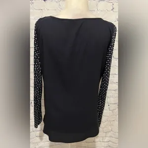 Ann Taylor Polka Dot Front Navy Back Long Sleeve Blouse Size Medium thumbnail 3