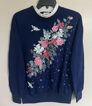 Vintage Nutcracker Brand‎ Christmas Wreath Peace Dove Crewneck Size Medium thumbnail 1