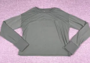 GapFit T-Shirt Womens Large Green Long Sleeve Cropped GDry Athletic Top Tagless thumbnail 1