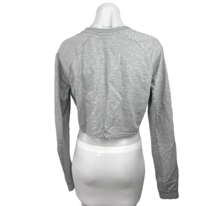 Gymshark Womens Grey Crew Neck Raglan Long Sleeve Training Cropped Sweater Top L thumbnail 2