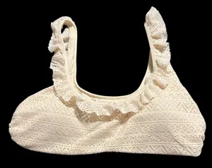 NWT Andie Swim Size‎ Medium Hydra Too Gold Coast Cream Ruffle Textured Lace thumbnail 1