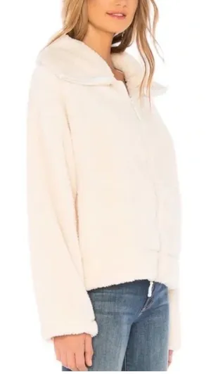 Free People Movement Dazed High Neck Full Zip Sherpa Ivory Fleece - size Medium thumbnail 1