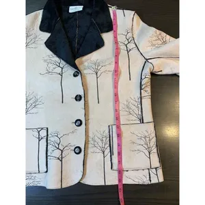 Robert Kitchen Suede Jacket Women's‎ Small Canada Coat Faux Fur Cream Trees thumbnail 11