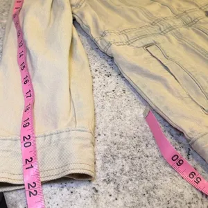 Universal‎ Thread Denim Utility Jacket Beige Sand Drawstring Waist Coat Womens M thumbnail 7