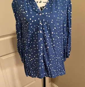 Polka Dot Blouse Size Medium Blue thumbnail 5