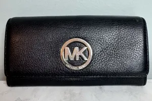 Women's Michael Kors Pebbled Leather Fulton Continental Flap Wallet Black thumbnail 1