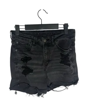 American Eagle Wm 6 Black Distressed Ripped‎ Shorts Grunge Emo Festival Goth Punk Edgy Y2K thumbnail 1