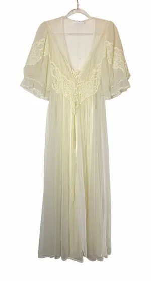 Val Mode Lingerie Vintage Peignor Set Ivory / Cream thumbnail 1