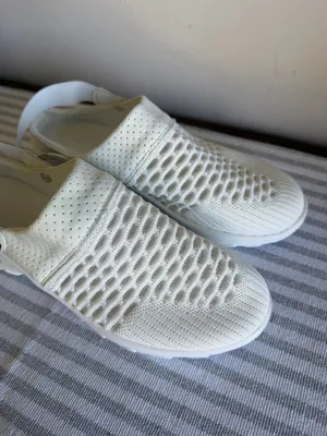 Women's White Open Heel Strap Mesh Shoe Size 39 aka 8 #260858 thumbnail 3