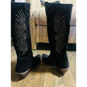 Coconuts by Matisse Black Silver Western Style Cowgirl Silver Wings Block Heel Boots size 8 thumbnail 8