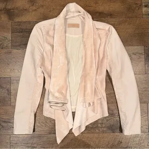 Blank NYC Soft Pink Vegan Leather/Suede Asymmetrical Zip Drape Moto Jacket thumbnail 6