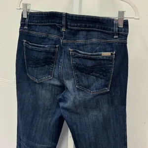 White House Black Market Slim Crop Jeans Dark Wash Raw Hem Size 6 Stretch Casual thumbnail 5