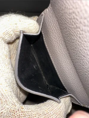 Saint Laurent Pebbled Leather Card Case in Taupe Gray thumbnail 10