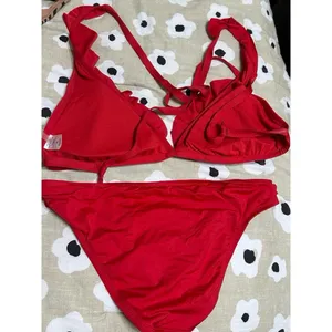 Shade & Shore Red Ruffle Bikini Set thumbnail 2
