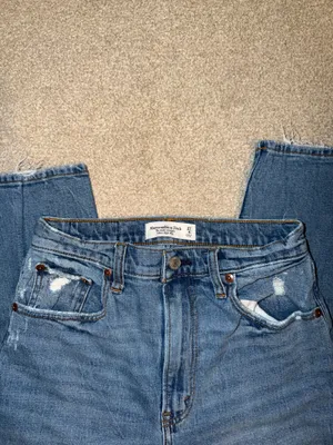 Abercrombie The Ankle Straight Ultra High Rise Distressed Jeans thumbnail 2