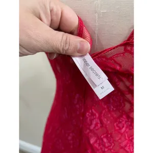 Inner Secrets Red Lace Sheer Chemise Babydoll‎ Lingerie Slip Dress Size M thumbnail 8