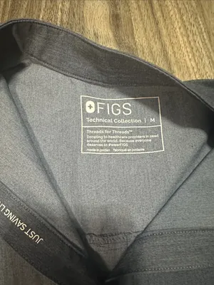 Figs Mandarin Collar Cap Sleeve Top in Slate Blue thumbnail 2