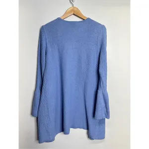 LOFT Sweater‎ Size Small Blue Knit Bell Sleeve Open Cardigan thumbnail 3