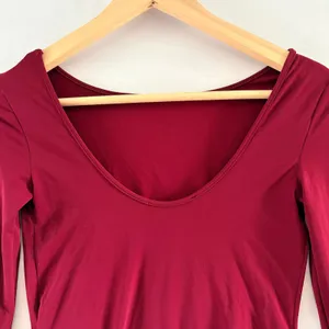 Maje Magicien Bordeaux Red‎ Long Sleeve Low Back Bodysuit Size 2 NEW thumbnail 2