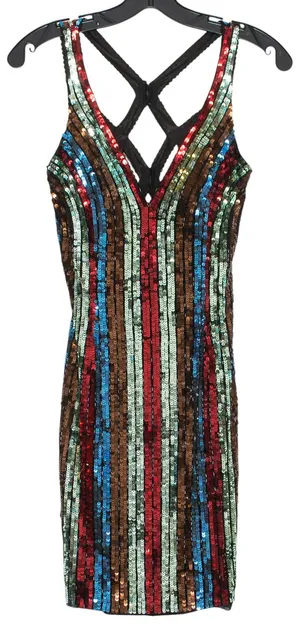 Primavera Dress All Over Sequin Y2K Disco Retro Statement‎ Glam Party Colorful 2 thumbnail 1