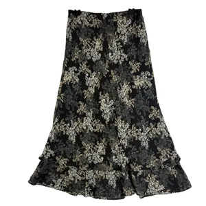 VTG White Stag S Tiered Maxi Skirt Black Brown Floral Bohemian Whimsygoth Grunge thumbnail 3