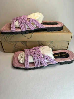 Free People Sandri Macrame Sandals Lavander casual classic summer beach vacation thumbnail 3