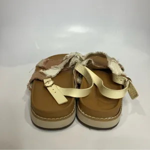 American Eagle patchwork criss‎ cross sandals white pink tan women’s size 9 thumbnail 6