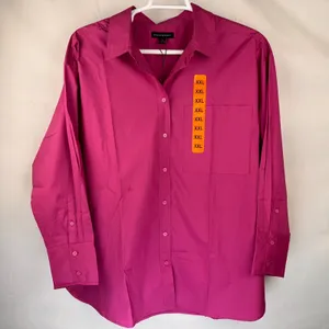 Banana Republic Blouse SZ XXL Oversized Long Sleeve Button Up Fucsia thumbnail 1