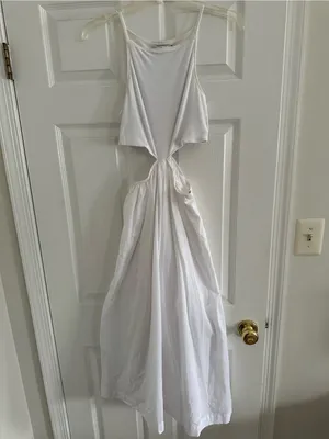Abercrombie & Fitch White Midi Cutout Dress size XS thumbnail 3