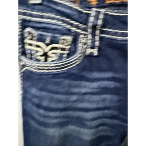 Rock Revival Kai Straight Jeans Dark Blue Denim Embroidered Flap Pockets Size 29 thumbnail 3
