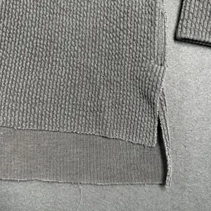 Aerie Waffle Knit‎ Sweater Womens XL Gray V Neck 3/4 Sleeve High Low Oversized thumbnail 2