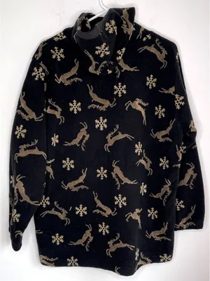 Vintage Obermeyer Reindeer Fleece Hoodie Half Zip thumbnail 2
