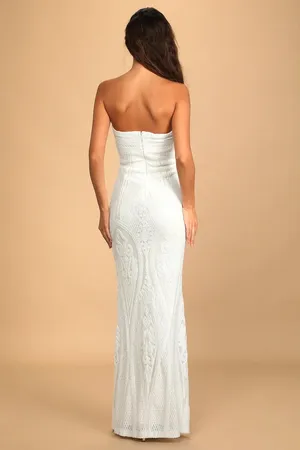 Lulus White Sequin Maxi Dress thumbnail 2
