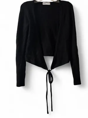 Bershka Black Wrap Tie Front Long Sleeve Cardigan thumbnail 3