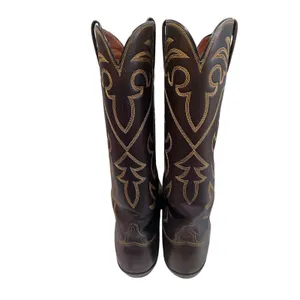 Vintage Lucchese Men’s 12 Espresso Smooth Leather Western Boots Round Toe USA thumbnail 11