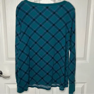 Victoria’s Secret Sz XL Long Pajama Set Teal Purple Black Argyle Plaid thumbnail 6