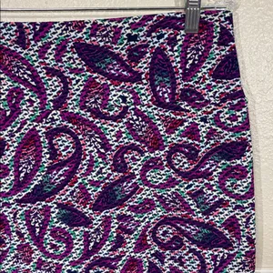 Lularoe Purple/Green Paisley Print Cassie Pencil Skirt Size XL thumbnail 2