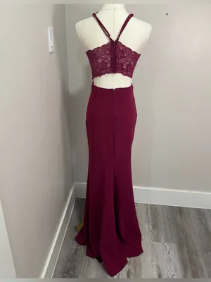 Lulus Love Story Magenta Backless Lace Maxi Dress‎ XS thumbnail 4