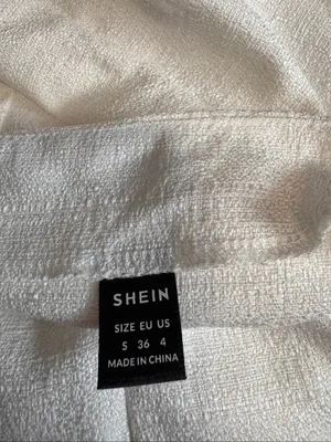 SHEIN White Tweed Halter Top Womens S 4 Coquette Satin Bow Open Drape Back thumbnail 5