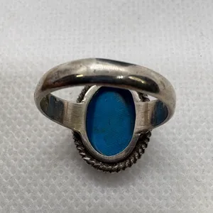 Vintage Turquoise Sterling Silver Ring Signed‎ SE Size 6 Oval Blue Stone 925 thumbnail 4
