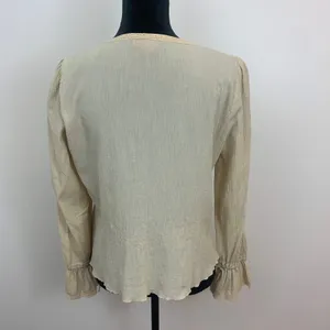 Esprit Womens XL Beige Cotton Gauze Crochet Lace Trim Boho Bell Sleeve Blouse thumbnail 3