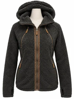 KÜHL Black Charcoal Sherpa Fleece Hooded Jacket Zip Front Size L thumbnail 1