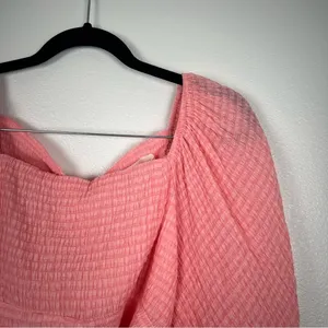 Lush Cropped Coral Puff Sleeve Blouse Sz S NWT thumbnail 5