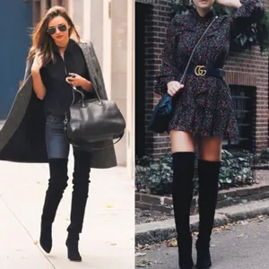 Luxe Black Vegan Suede lace up Over the Knee Boots size 7.5 thumbnail 6