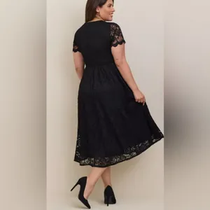 TORRID Midi Lace Fit And Flare Dress color black SIZE 5X PLUS NWT thumbnail 2